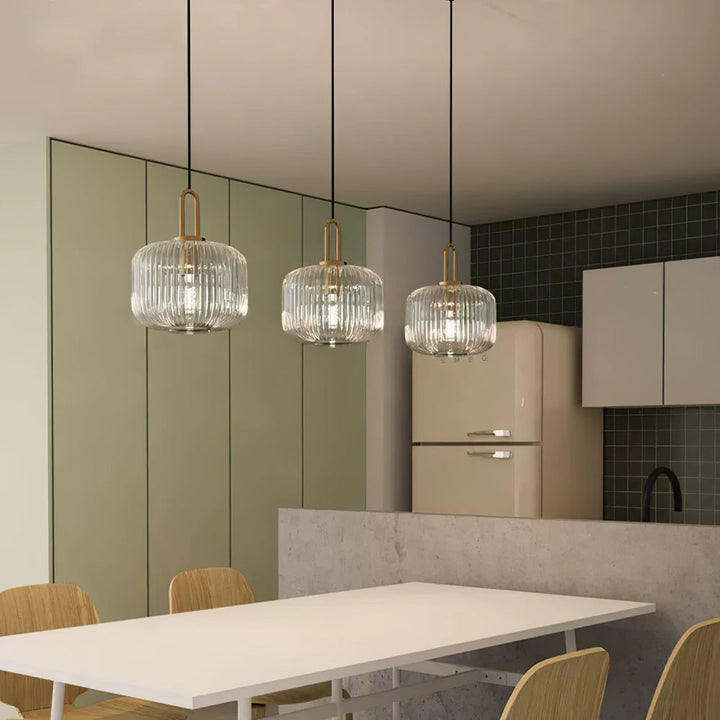 Clear Glass Pendant Light Shade With Brass Fitting 