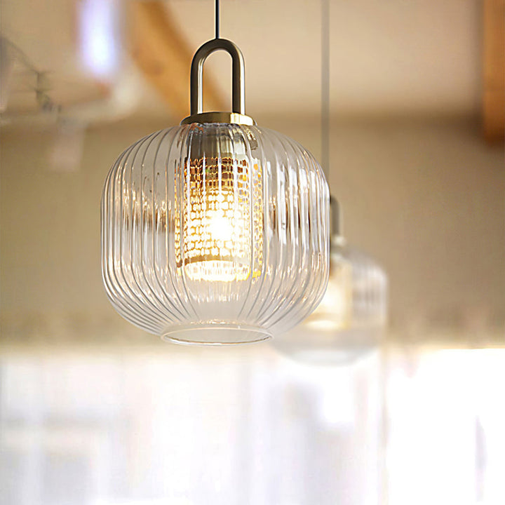 Clear Glass Pendant Light Shade With Brass Fitting 