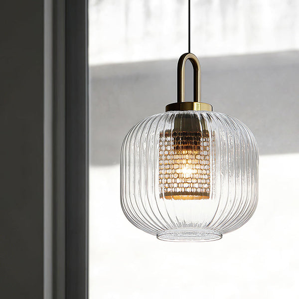 Clear Glass Pendant Light Shade With Brass Fitting 