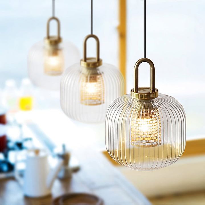 Clear Glass Pendant Light Shade With Brass Fitting 