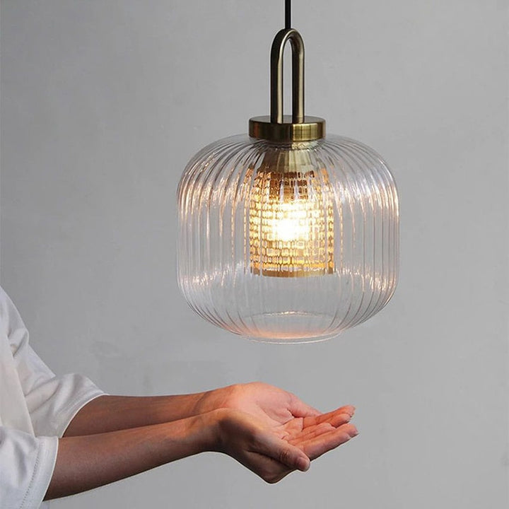 Clear Glass Pendant Light Shade With Brass Fitting 