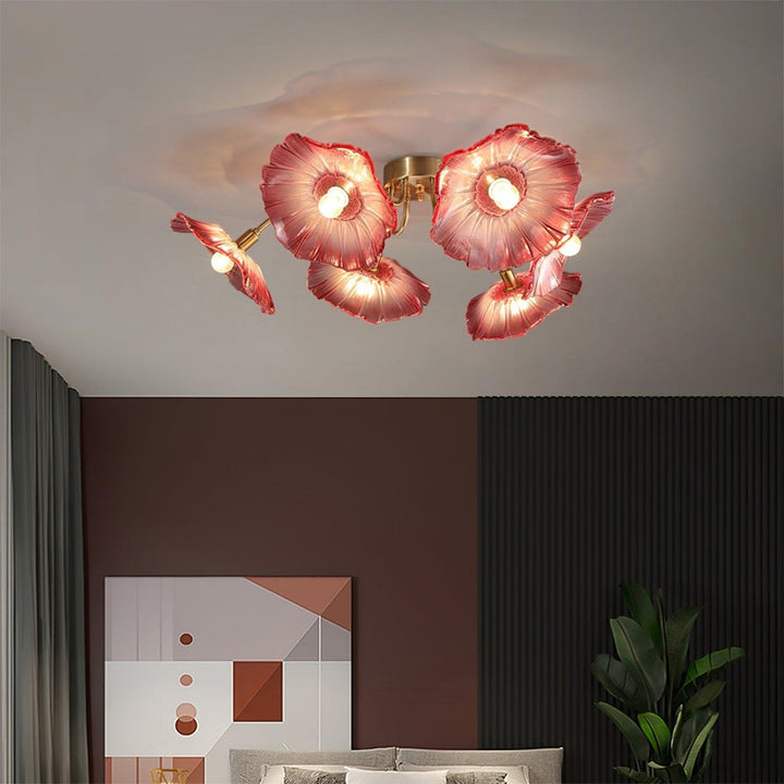 Vintage Lotus Leaf Glass Ceiling Light 