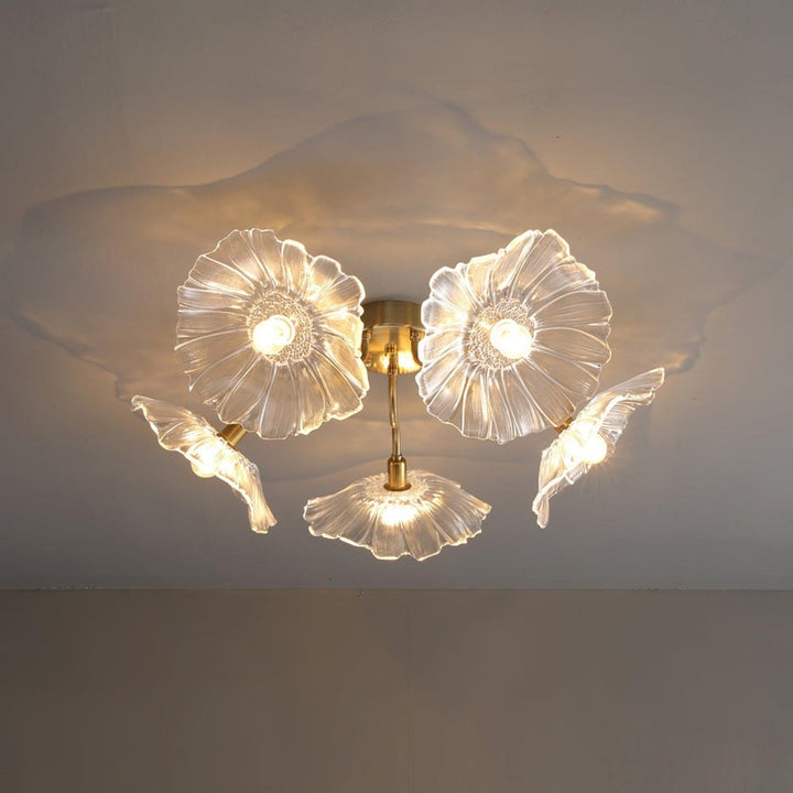 Vintage Lotus Leaf Glass Ceiling Light 