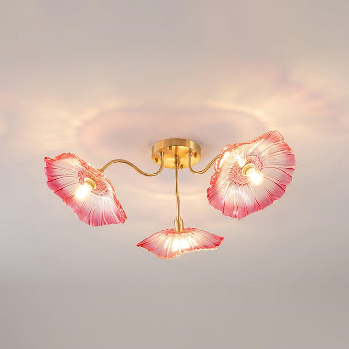 Vintage Lotus Leaf Glass Ceiling Light 