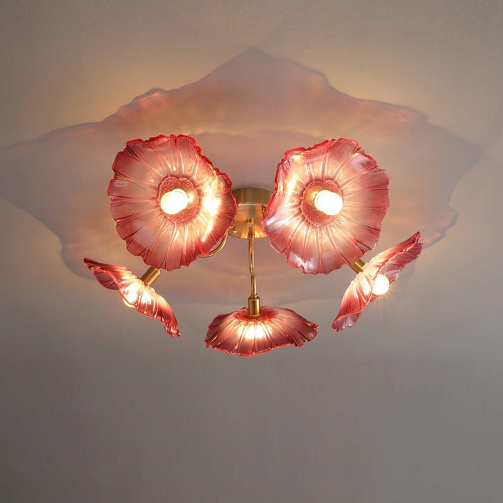 Vintage Lotus Leaf Glass Ceiling Light 