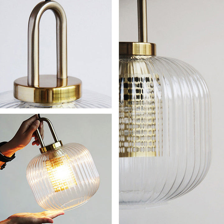 Clear Glass Pendant Light Shade With Brass Fitting 