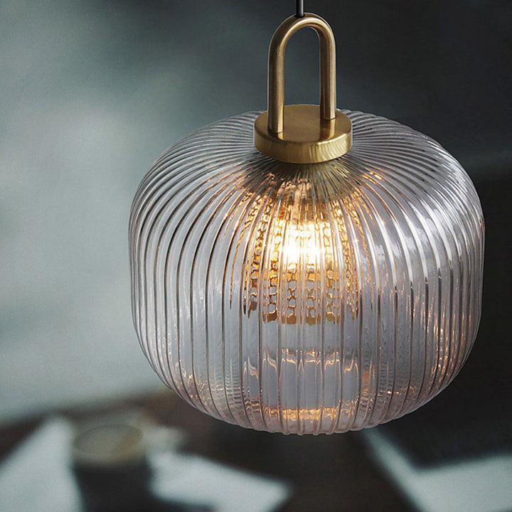 Clear Glass Pendant Light Shade With Brass Fitting 