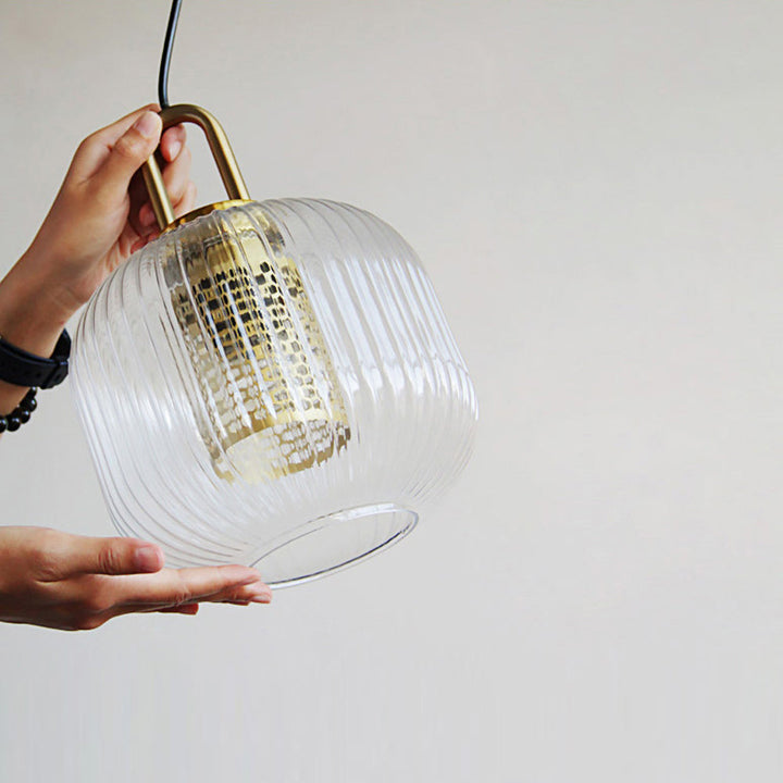 Clear Glass Pendant Light Shade With Brass Fitting 