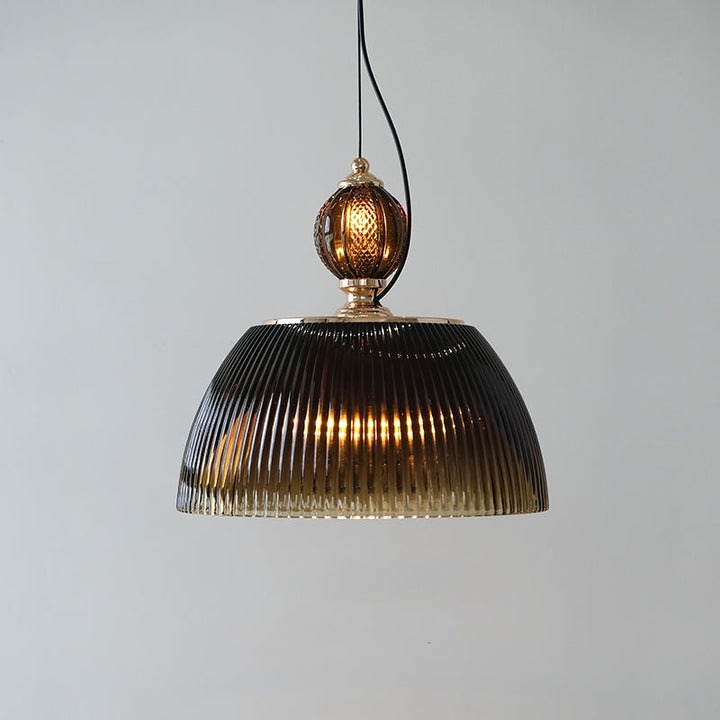 Mid century Retro Green Brown Glass Pendant Light 