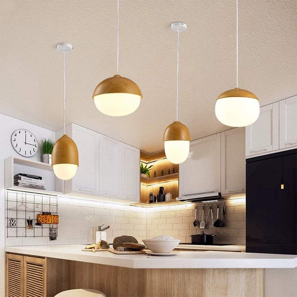 Wooden Shape Metal LED Hanging Lamp Nut Shaped Pendant Light