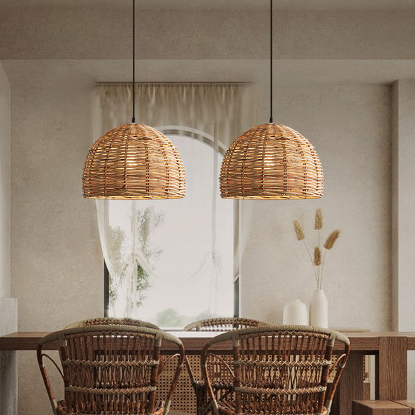 Wabi Sabi Vintage Rattan Pendant Light For Dining Room