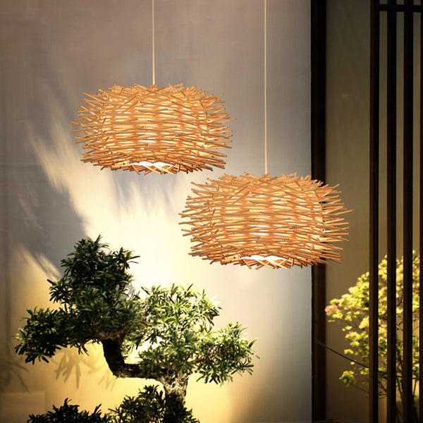 Rattan Weaving Bird Nest Light Creative Art Home Decor Handmade Lampshade