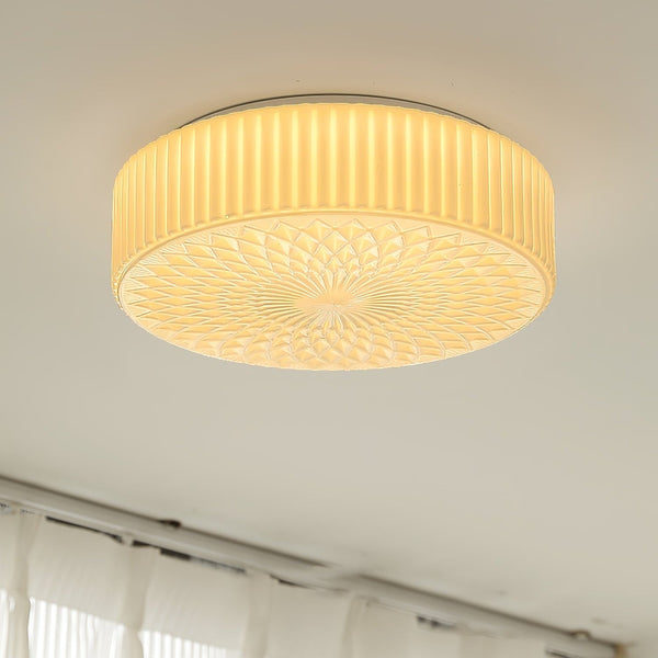 Retro Nostalgia Milky White Art Glass Ceiling Light 