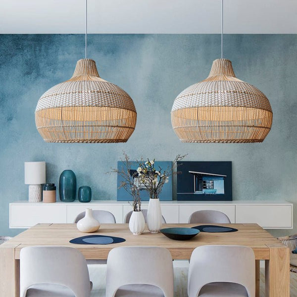 Natural Handmade Rattan Pendant Light Lampshade For Kitchen