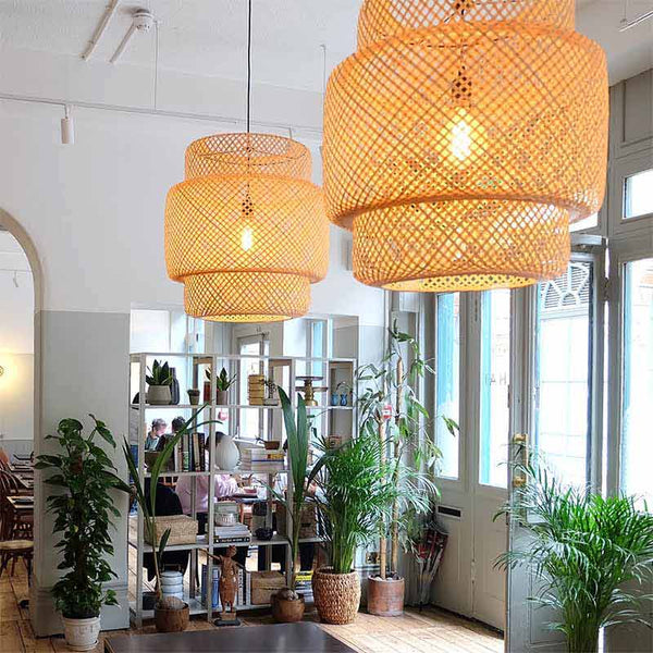 Bamboo Pendant Light Handmade Weave Lampshade