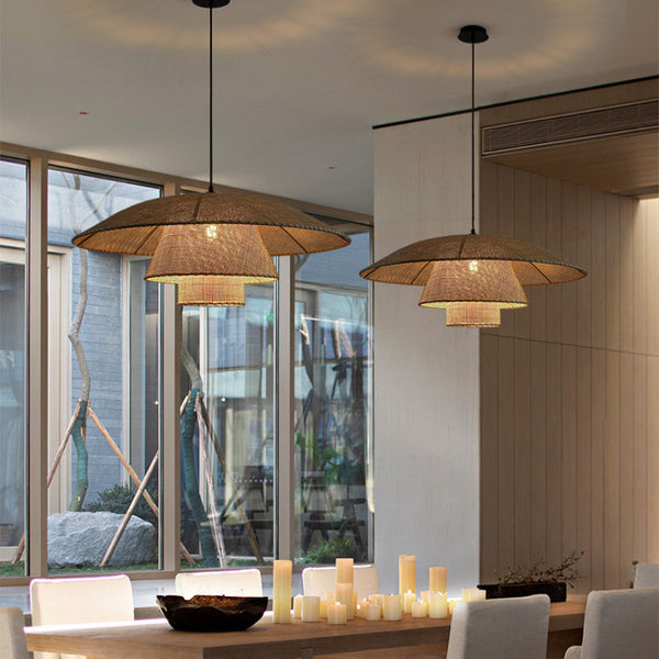 Japanese Wabi-sabi Restaurant Rattan Pendant Light