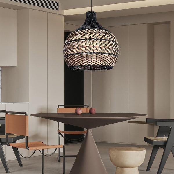 Minimalism Rattan Ceiling Light Fixture Woven Pendant Lampshade