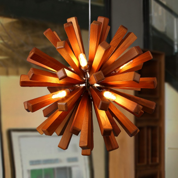 Wood Chandelier Dandelion-Shaped Nordic Pendants Lights