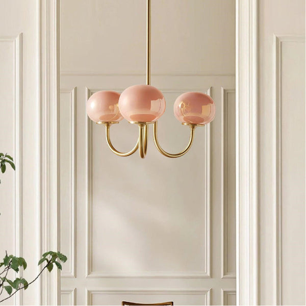 Milk Pink Glass Pendant Light Bubble Chandelier