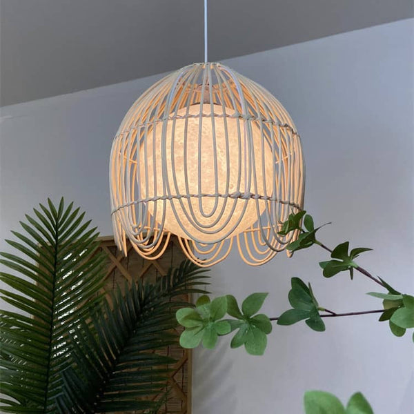 Design Rattan Art Bedroom Double Layer Moon Pendant