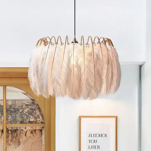 French Luxury Living Room Chandelier Ins Feather Pendant