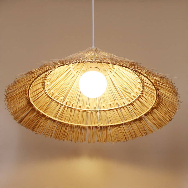 Rustic Rattan Straw Hat Shape Creative Pendant